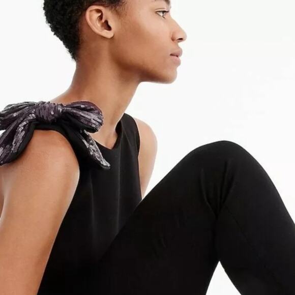 J. Crew drapey tank w sequin bow shoulder detail - Picture 2 of 8